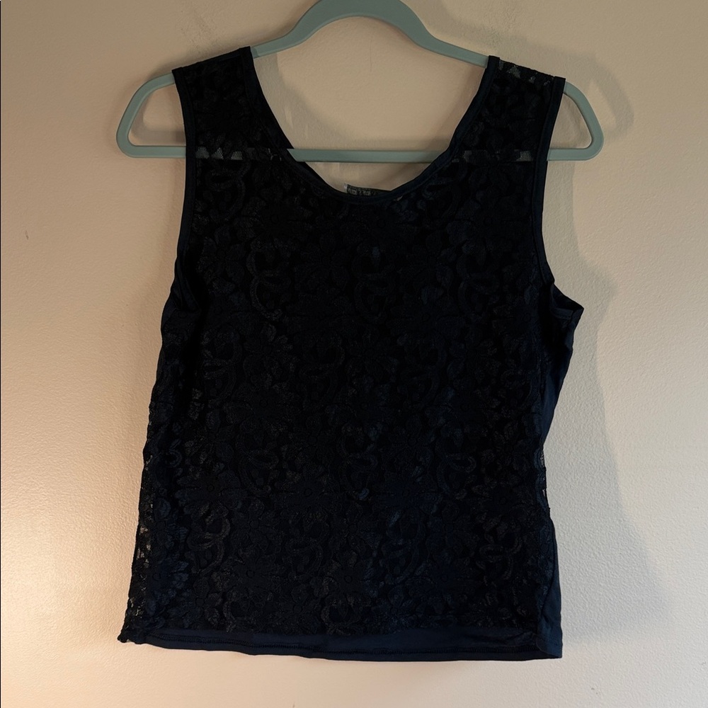 vassarette Black Lace Tank Camisole